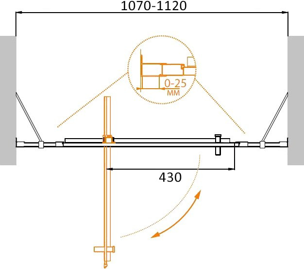 Душевая дверь в нишу MOLVENO-BA-12 Cezares MOLVENO-BA-12-90+60-C-Cr-IV