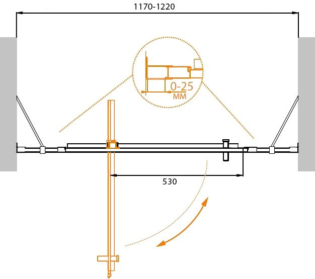Душевая дверь в нишу MOLVENO-BA-12 Cezares MOLVENO-BA-12-90+60-C-Cr-IV