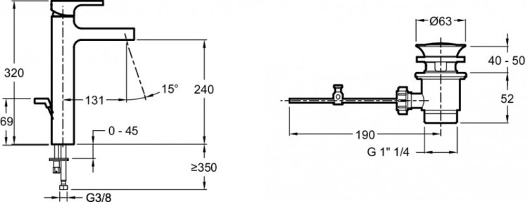Высокий однорычажный смеситель для раковины Jacob Delafon STRAYT E37329-CP