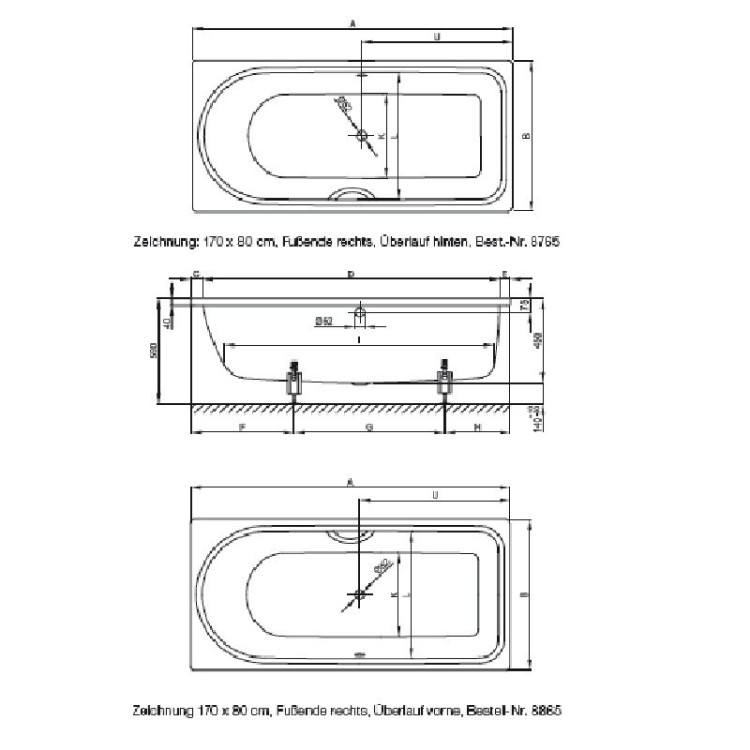 Стальная ванна Bette Ocean 170х70 8852-000 AR