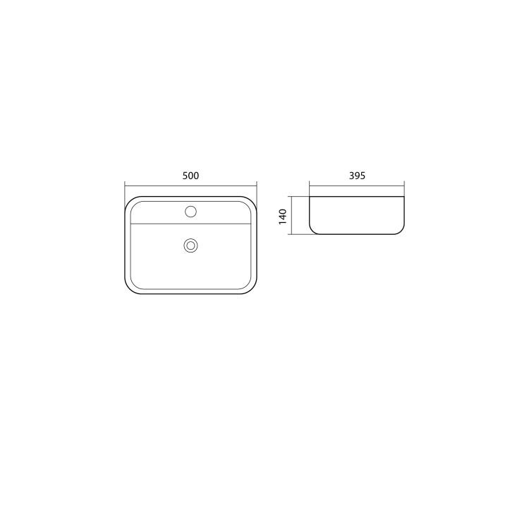 Раковина накладная для установки на столешницу Aquatek ВЕГА AQ5506-00, 500*395*140 мм, с отверстием под смеситель, цвет белый