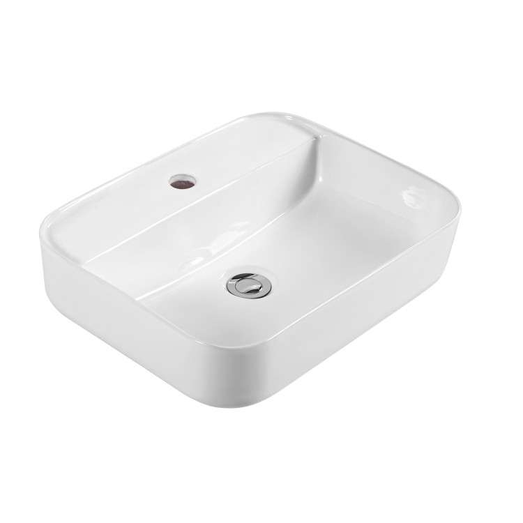 Раковина накладная для установки на столешницу Aquatek ВЕГА AQ5506-00, 500*395*140 мм, с отверстием под смеситель, цвет белый