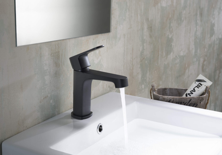 Смеситель для раковины 98, без донного клапана Aquatek, матовый черный AQ1210MB ОБЕРОН