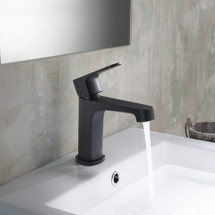 Смеситель для раковины 98, без донного клапана Aquatek, матовый черный AQ1210MB ОБЕРОН