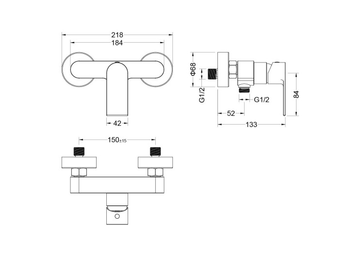 Смеситель для душа Aquatek, матовый черный AQ1460MB ЛИРА