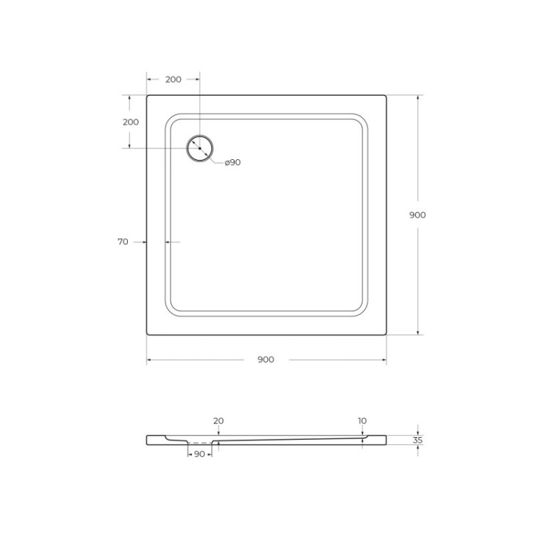 Душевой поддон из стеклокомпозита (SMC) TRAY-M-A-35-W Cezares TRAY-COVER-BR