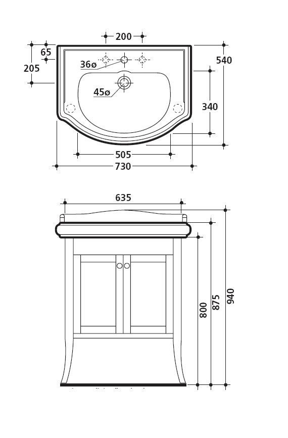 Тумба под раковину открытая Kerasan Retro 7350