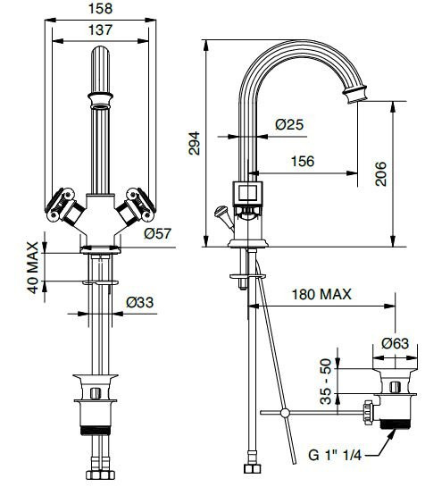 Смеситель для раковины с донным клапаном Cezares OLIMP-LS2-03/24-Sw