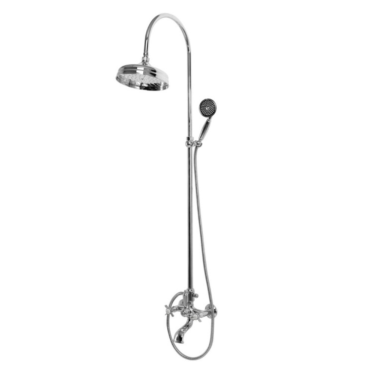 Душевая стойка со смесителем для ванны, верхним и ручным душем, 30 см Cezares LORD-CVD-30-03/24-Bi