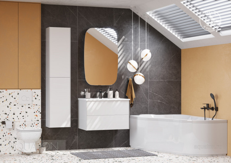 Тумба под раковину AQUATON Сохо 60 белый глянец 1A258001AJ010