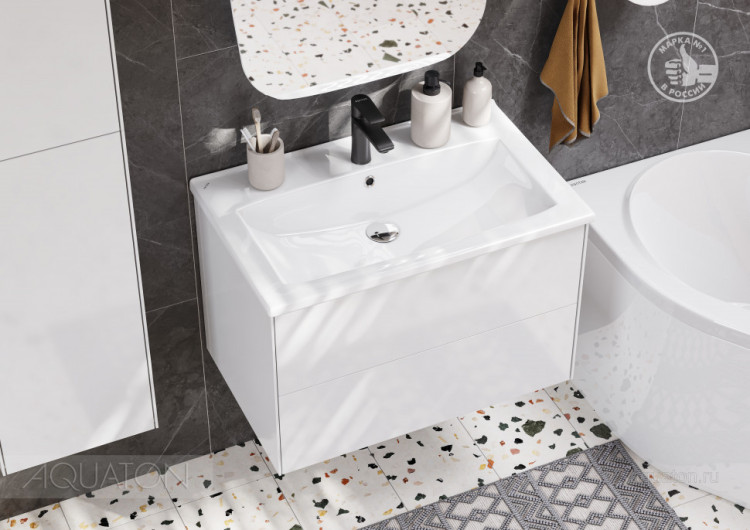 Тумба под раковину AQUATON Сохо 60 белый глянец 1A258001AJ010