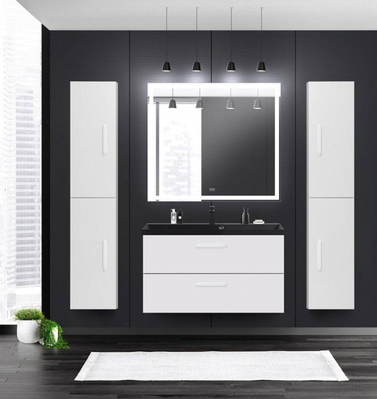 База под раковину подвесная с двумя выкатными ящиками BelBagno AURORA-900-2C-SO-BL