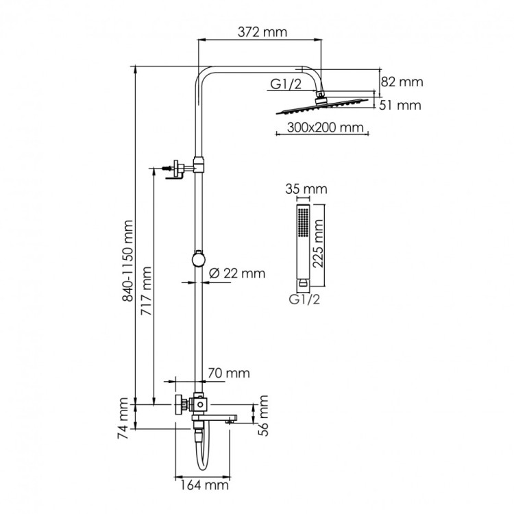 WasserKRAFT A199.069.103.087.CH Thermo Душевой комплект с термостатическим смесителем