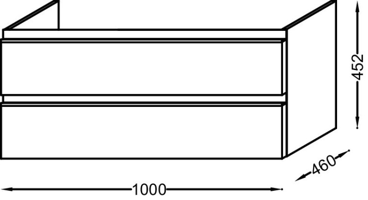 Мебель для раковины-столешницы 100 см, под правостороннюю раковину, нежный аквамарин Jacob Delafon VOX EB2026-RA-M43