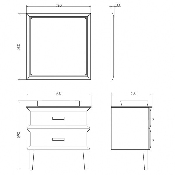 Зеркало Comforty Империя 80 белый глянец