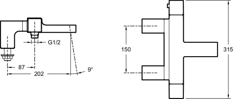 Термостатический смеситель для ванны/душа, устанавливаемый на деку Jacob Delafon STRAYT E9129-CP