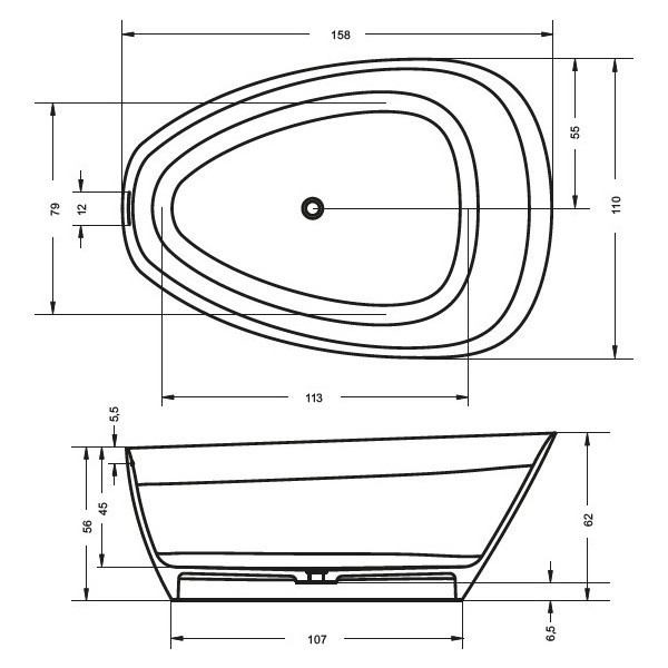 Ванна из искусственного камня Riho Toledo 160х110