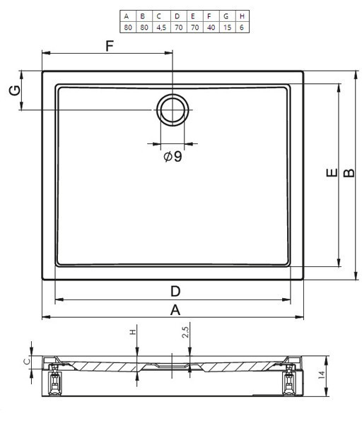 Акриловый поддон для душа Riho Davos 249 DA57 80x80x5