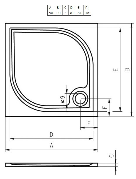 Душевой поддон из искусственного камня Riho Kolping DB21 90x90x3