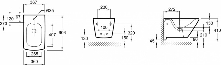 Подвесное биде 60,6 х 36 см Jacob Delafon ESCALE E1298-00