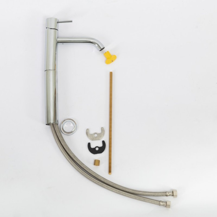 Смеситель для накладной раковины однорычажный, с тонкой ручкой, с донным клапаном Cezares LEAF-LC2-L-SS