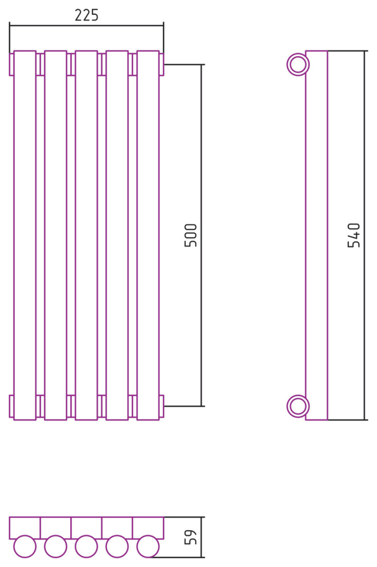 Отопительный радиатор Сунержа Эстет-1 500х225 5 секций Состаренная латунь