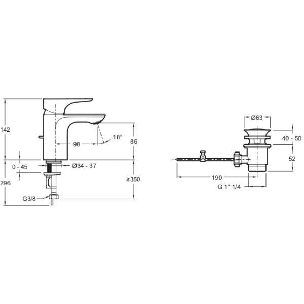 Смеситель для раковины Jacob Delafon Gabin E78126-CP