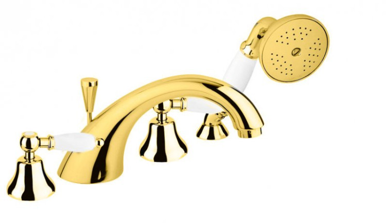 Смеситель на борт ванны с ручным выдвижным душем Cezares FIRST-BVD-02-Bi