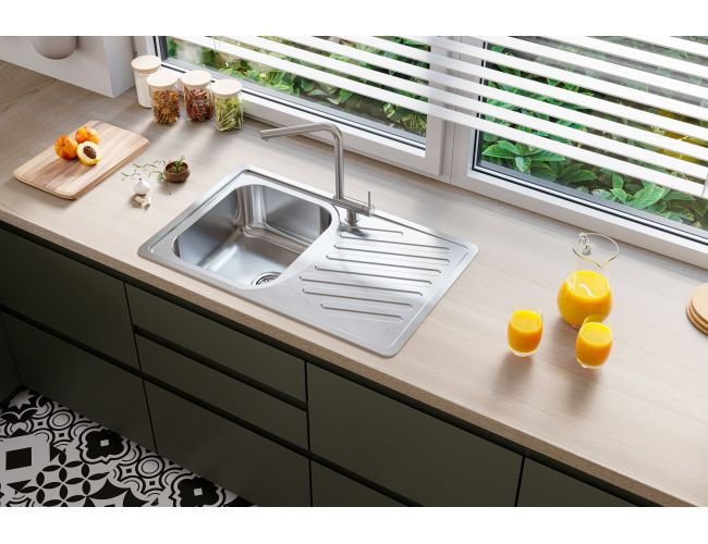 Мойка ELEGANT 30 SAT 90 FI 810X510 в комплекте с сифоном 1130551,