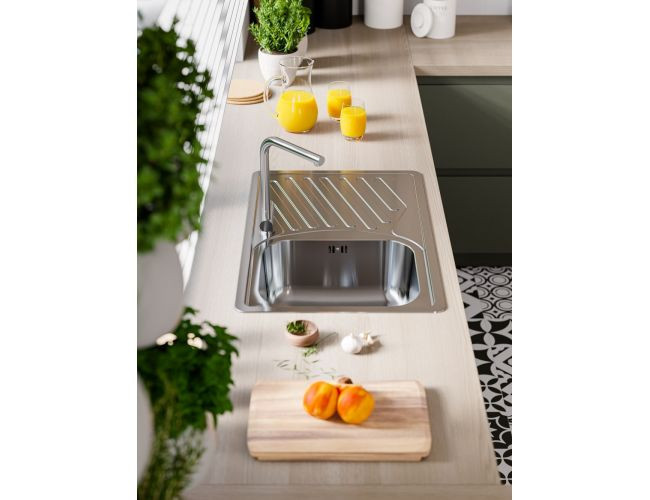 Мойка ELEGANT 30 SAT 90 FI 810X510 в комплекте с сифоном 1130551,