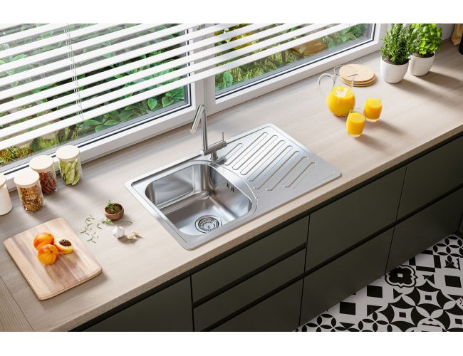 Мойка ELEGANT 30 SAT 90 FI 810X510 в комплекте с сифоном 1130551,