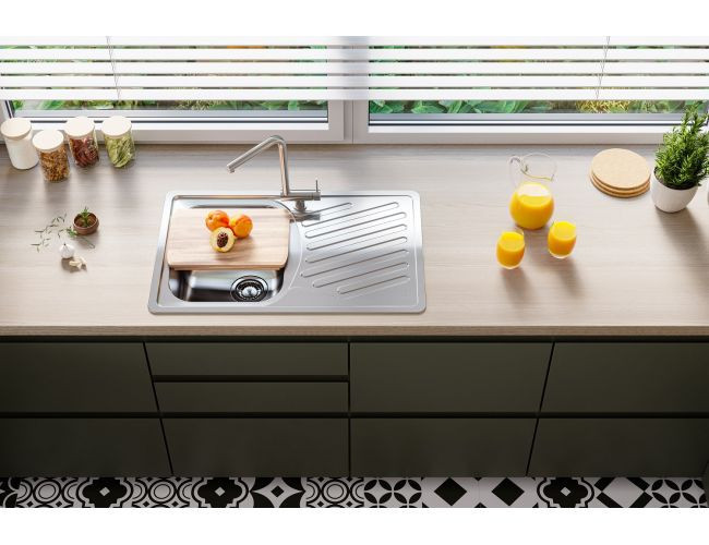 Мойка ELEGANT 30 SAT 90 FI 810X510 в комплекте с сифоном 1130551,
