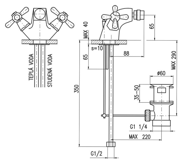 Смеситель для биде Rav Slezak Morava MK145.5
