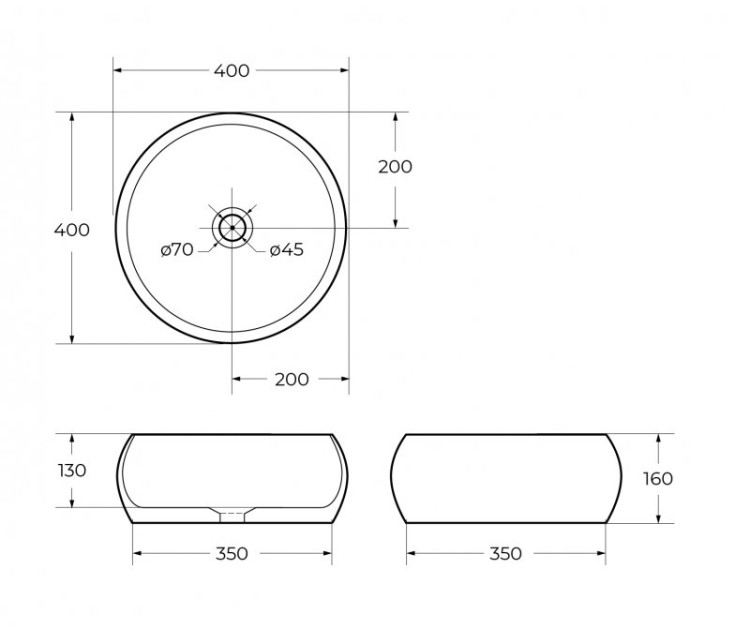 Раковина накладная керамическая круглая BelBagno BB1065