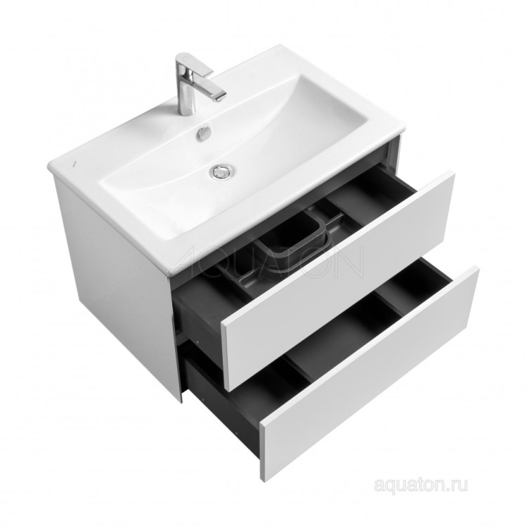 Тумба под раковину AQUATON Сохо 75 белый глянец 1A258101AJ010