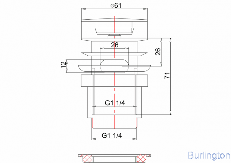 Нажимная кнопка слива Click-Clack для раковины [W11 GOL]