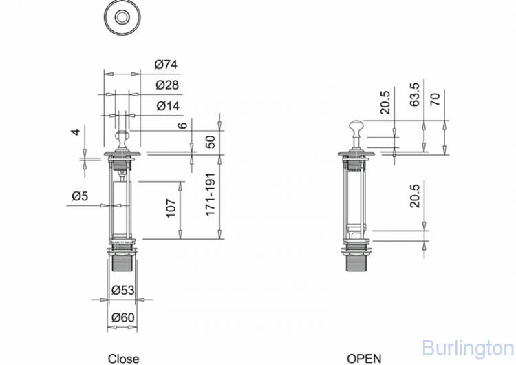 Скрытый слив-перелив для раковины B14 [W9]