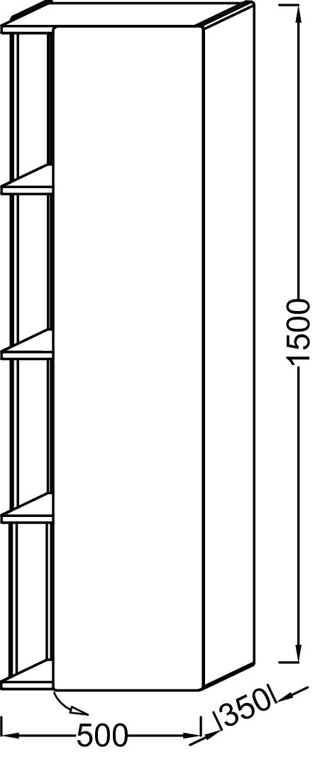 Подвесная колонна 50 см, шарниры справа Jacob Delafon TERRACE EB1179D-274