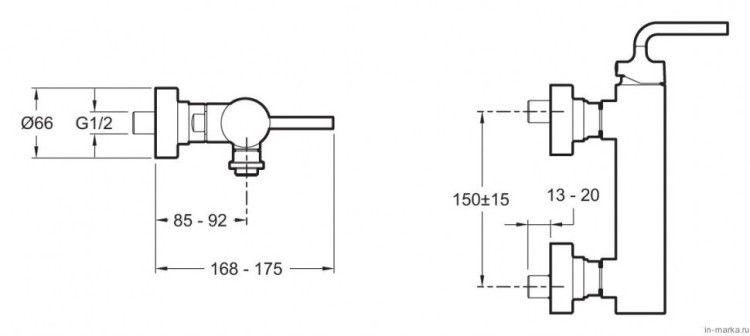 Смеситель для душа Jacob Delafon Purist E14590-4A-CP