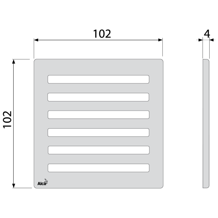Дизайновая решетка 102×102 мм нержавеющая сталь Alcadrain MPV003