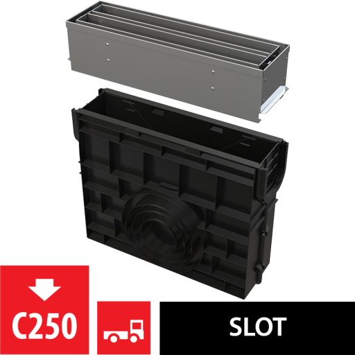 Пескоуловитель для дренажного канала с щелевой симметричной сервисной надставкой 100 мм, нержавеющая сталь Alcadrain AVZ101R-R323R