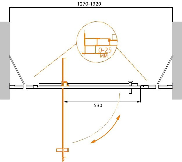Душевая дверь в нишу MOLVENO-BA-12 Cezares MOLVENO-BA-12-100+50-C-Cr-IV