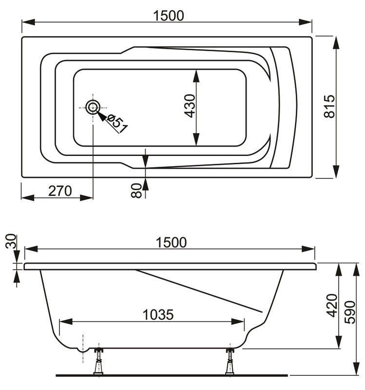 Акриловая ванна Vagnerplast Ultra 150х82