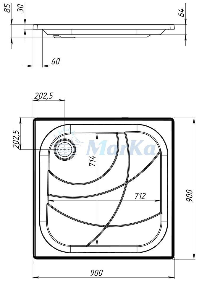 Акриловый поддон для душа 1MarKa Freya New 90x90