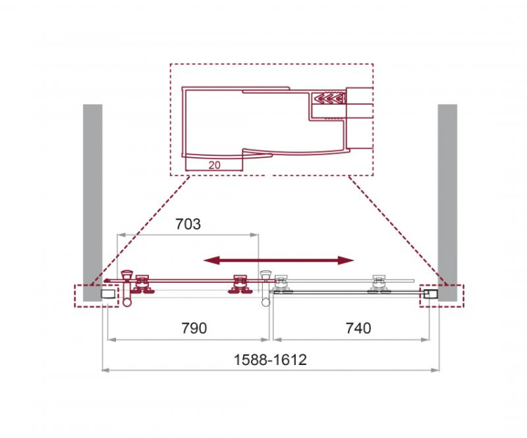Душевая дверь в нишу BELBAGNO UNO-195-BF-1 BelBagno UNO-195-BF-1-120-P-NERO