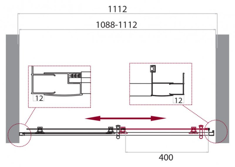 Душевая дверь в нишу BELBAGNO UNO-195-BF-1 BelBagno UNO-195-BF-1-120-P-NERO