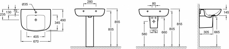 Раковина 67 х 49 см с заглушкой Jacob Delafon ODEON UPE4754C-00