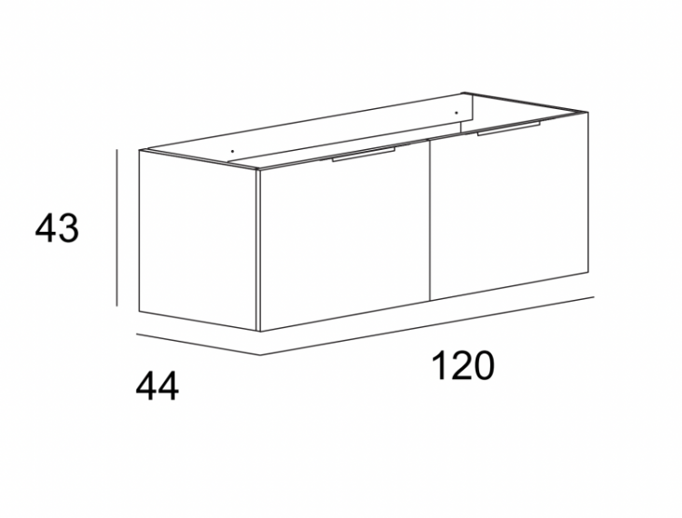 Тумба подвесная под раковину с двумя выдвижными ящиками Cezares 55390