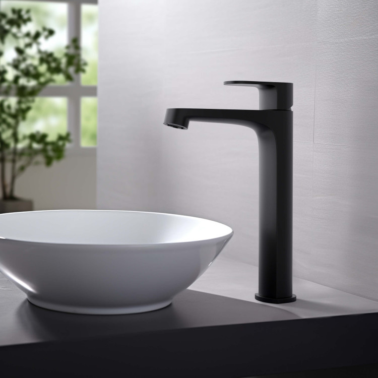 Смеситель для раковины 240, без донного клапана Aquatek, матовый черный AQ1204MB ОБЕРОН