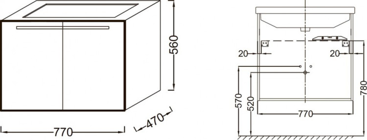 Тумба под раковину Jacob Delafon Struktura 77 подвесная